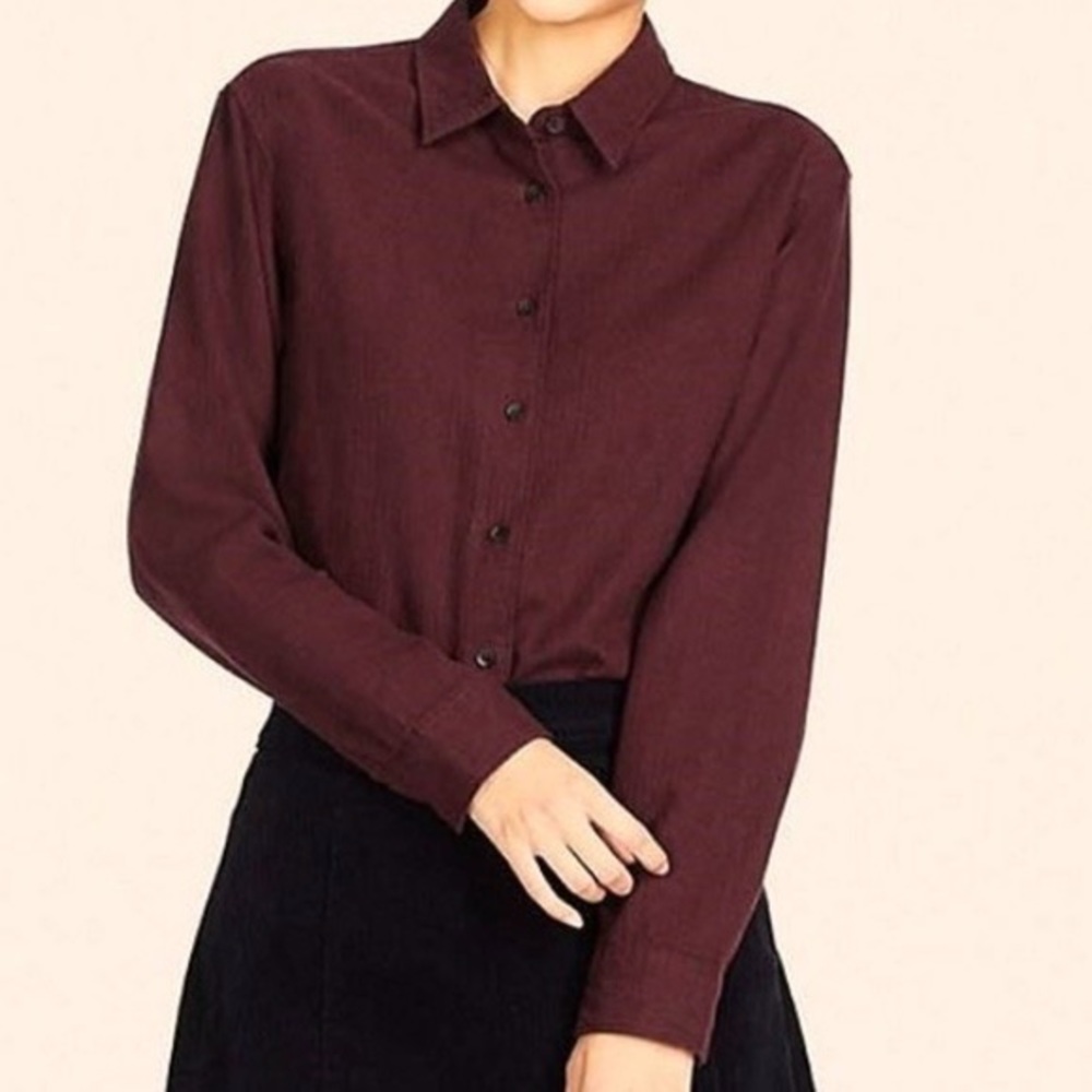 Uniqlo wine red button-down shirt